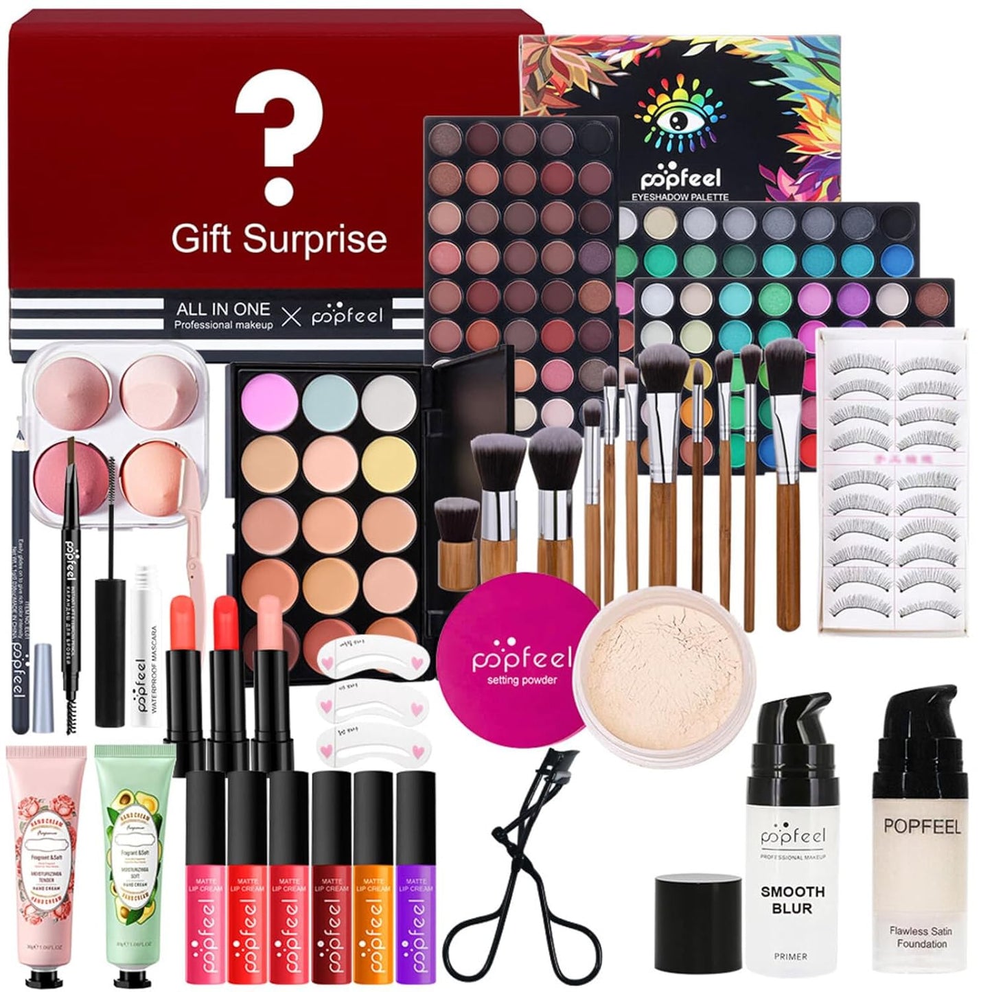 All-in-One Makeup Gift Set Carry All Makeup Kit for Women Full Kit With Makeup Bag Lipgloss Lipstick Concealer Blush Foundation Face Powder Eyeshadow Palette Cosmetic Palette #5