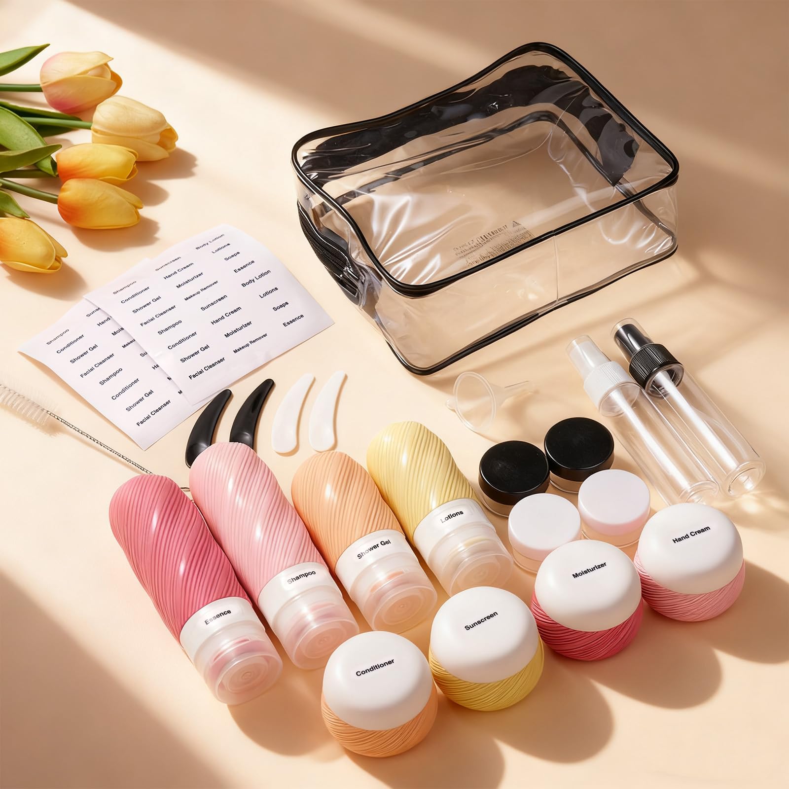 LitBear 23 Pack TSA Approved Travel Bottles for Toiletries, Leak Proof
