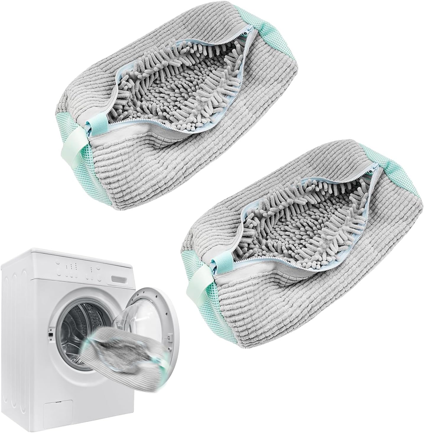 2-Packs Shoe Washing Bag for Washing Machine, Shoe Cleaning Bag for All Shoe Types,Laundry Shoe Bag for Washer and Dryer (glay)