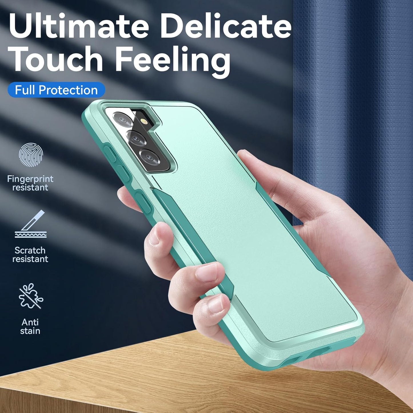for Galaxy S21 Case with Screen Protection: Heavy Duty Protective Shockproof and Scratch Proof Cell Phone case for Samsung Galaxy S21-Green
