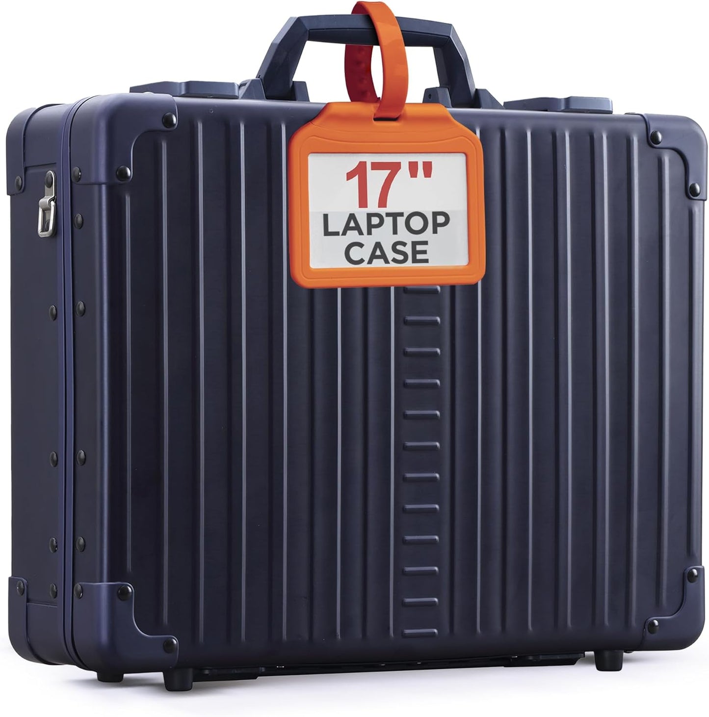 All Aluminum Lightweight 17" Premiuim Laptop Briefcase for Men – Shockproof Hard Shell Attache Case with Two TSA Key Locks, Metal Carrying Case for Travel, Storage, and Business Equipment (Sapphire)