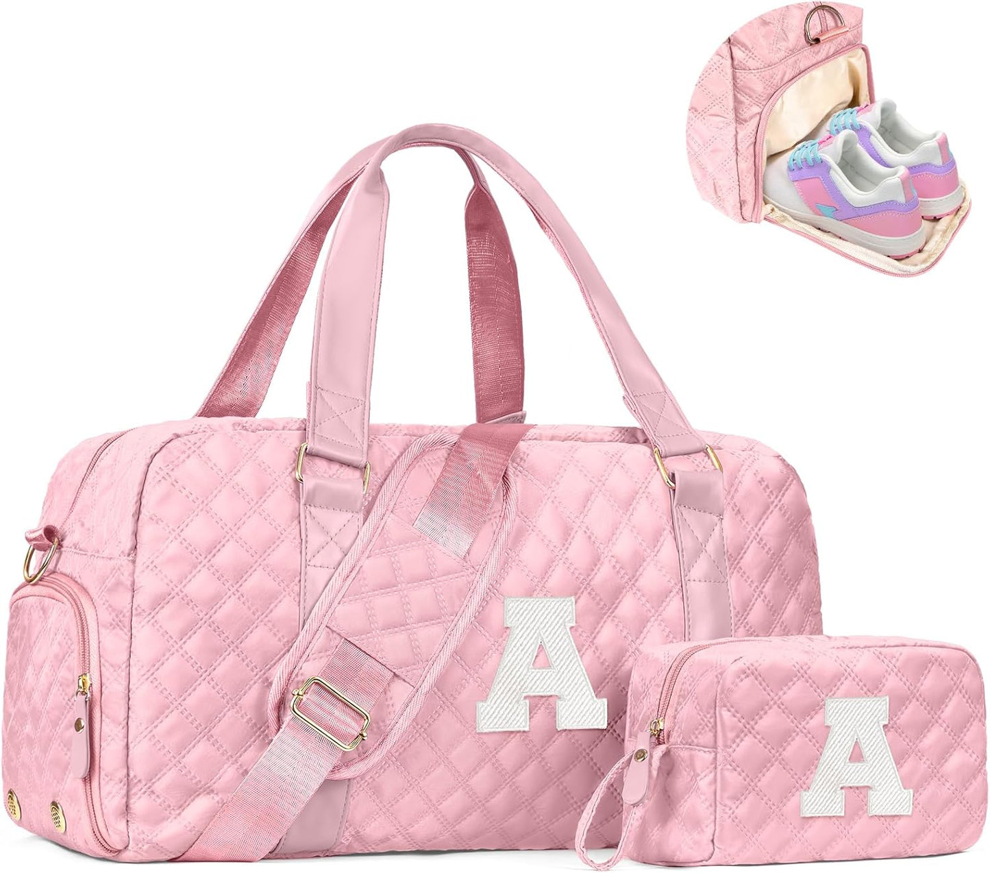 Initial Travel Duffle Bag Women Girls Gift: Personalized Weekender bags, Dance Cheer bag Sports for