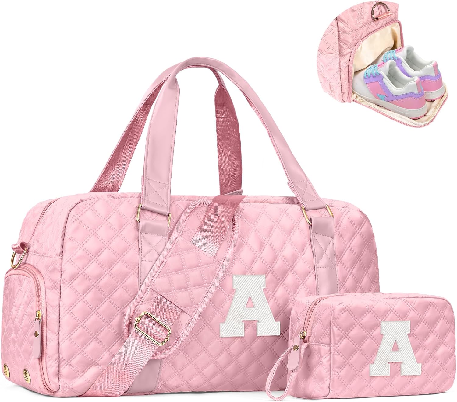 Initial Travel Duffle Bag Women Girls Gift: Personalized Weekender bags, Dance Cheer bag Sports for