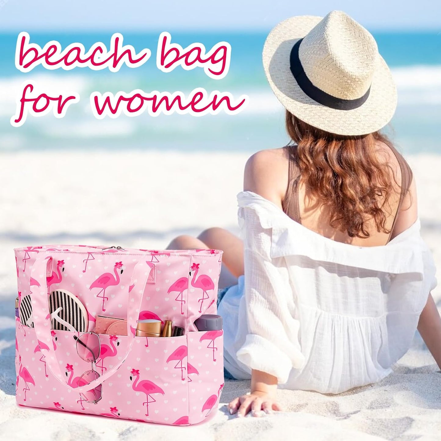 Bluboon Waterproof Beach Tote Pool Bags for Women Ladies Extra Large Carry On Bag With Wet Compartment for Weekender Travel