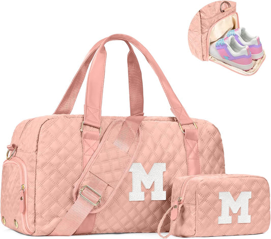Duffle Bag Women Girls Gift: Letter Carry on bags, Dance Cheer bag Sports for Girl, Kid Gymnastics Bags, Birthday Gifts for Women Girls Kids Teens Mom Teacher