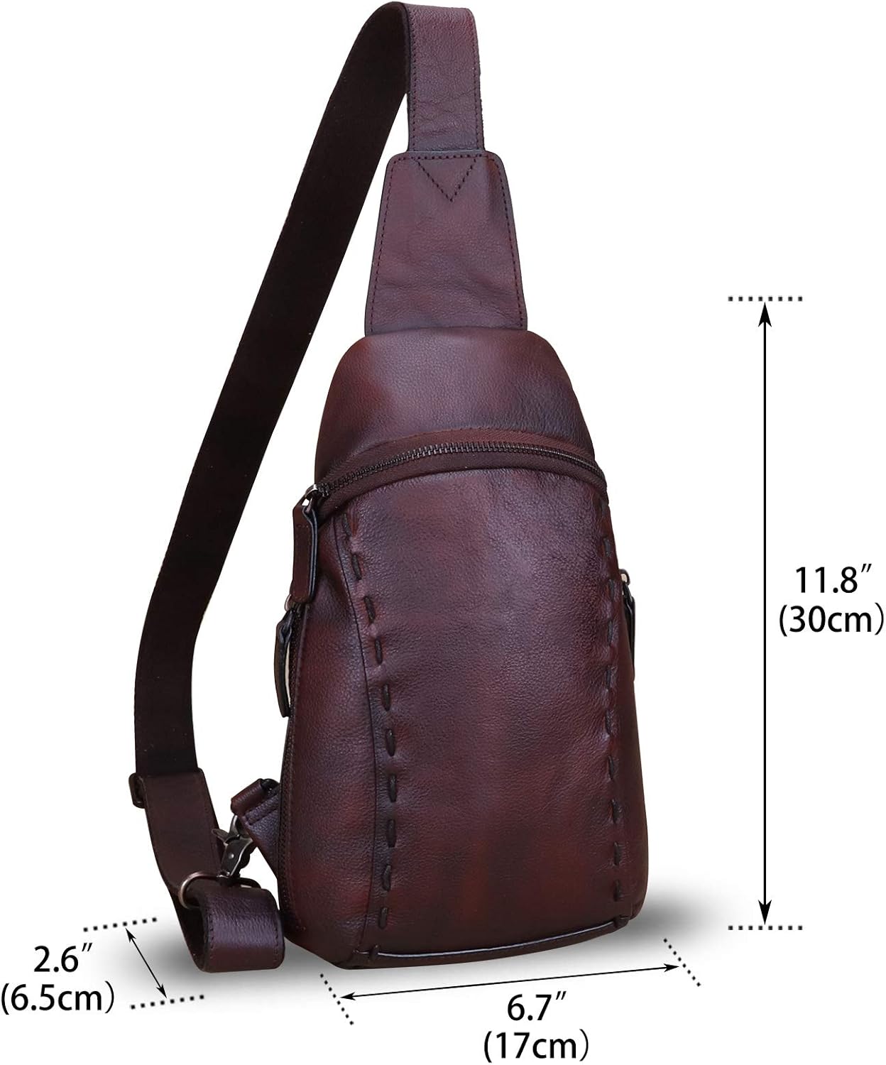 LRTO Genuine Leather Silng Bag for Women and Men Vintage Real Leather Sling Backpack Shoulder Crossbody Bag Chest Purse