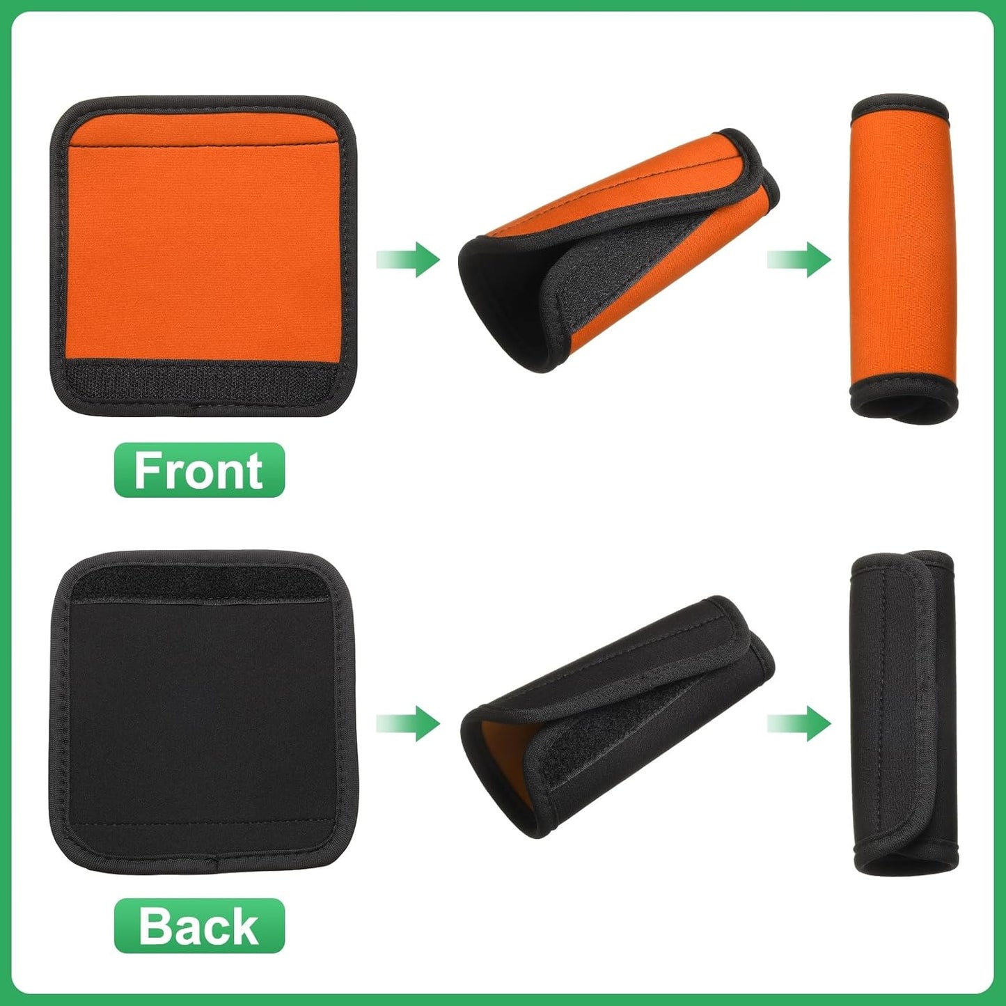 uxcell 3 Pcs Luggage Handle Wrap for Suitcase, Neoprene Handbag Grip Cover Protector Luggage Identifiers Suitcase Handle Wraps for Luggage Shopping Bag Travel Bags, Orange