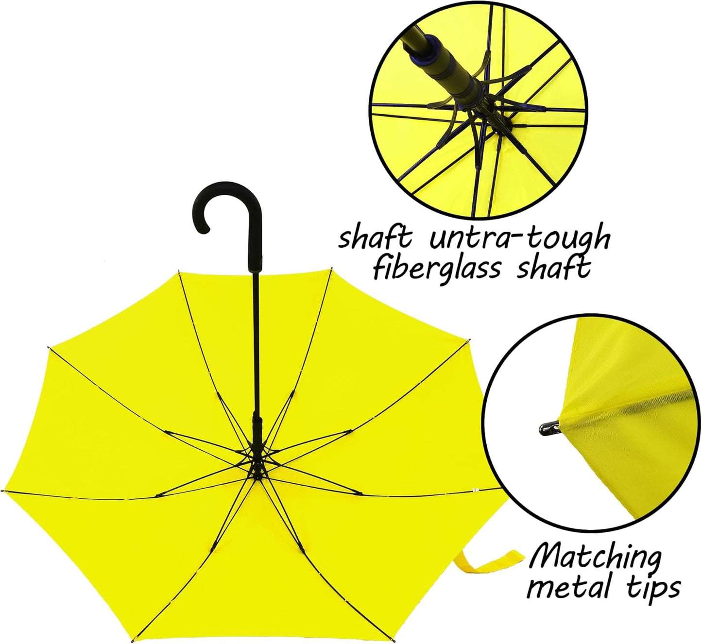 Large Stick Umbrella Windproof Automatic Open 50 Inch Umbrella with Hook Handle,Over Sized J Handle Umbrellas for Men and Women,Windproof Unbreakable Stick Rain Golf Umbrella.
