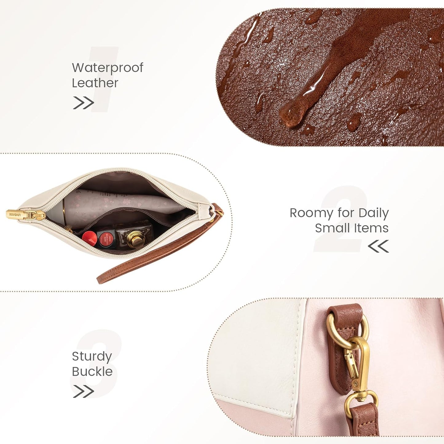 LOVEVOOK Laptop Bag for Women, 15.6 Inch Laptop Tote Bag, Vintage Leather Work Bags for Women, Waterproof Computer bag with Clutch Purse, Large Capacity Briefcase, Business Office Bag