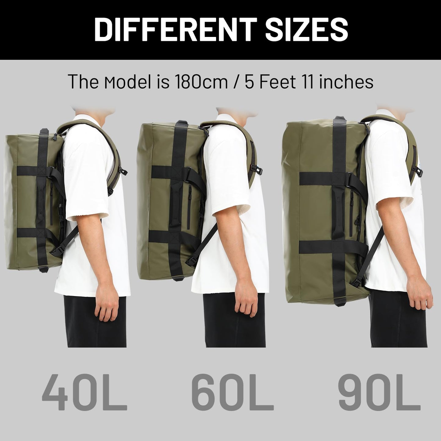 MIER 40L/60L/90L Water Resistant Backpack Duffel, Heavy Duty Duffle Bags