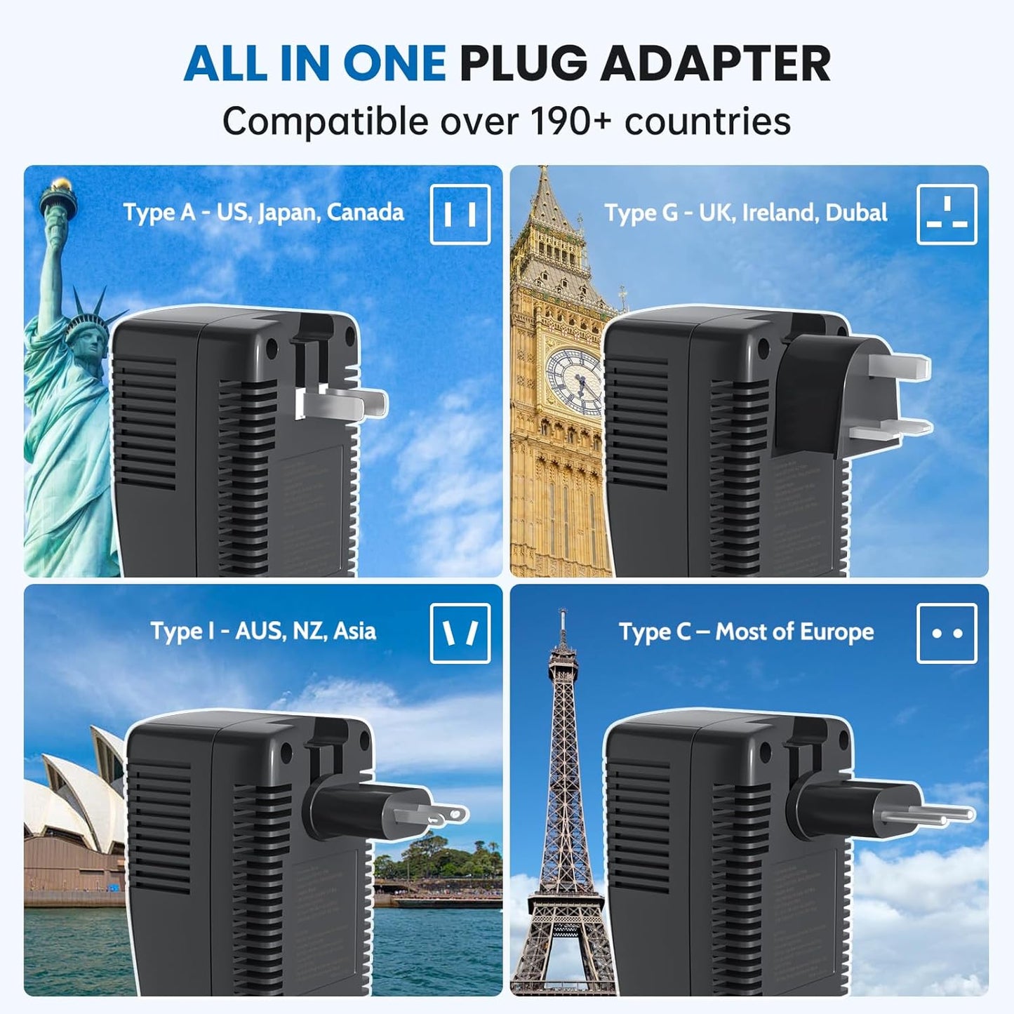 Upgraded 2000W Voltage Converter US to Europe -220V to 110V Converter for European Travel for Hair Dryer Straightener, 2300W with PD Charger for Tablet Camera Cell Phone