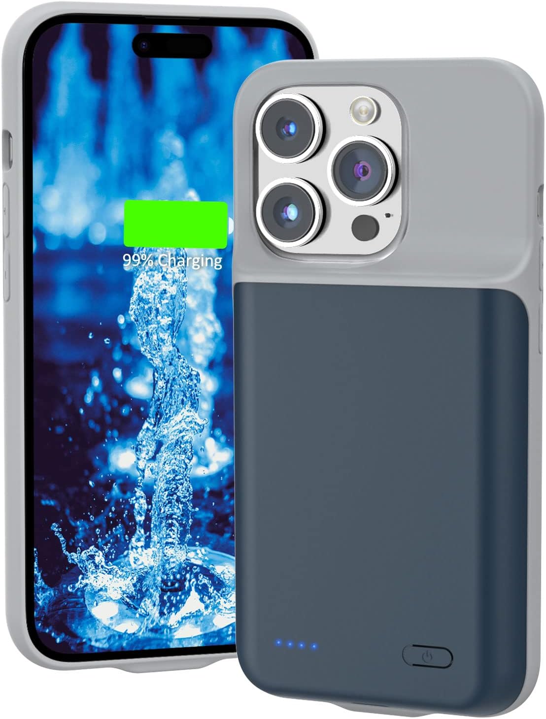 Gladgogo Charging Case for iPhone 14 Pro, Real 7000mAh Powerful Smart Battery Case Charger Cover Rechargeable Extended Battery Pack Compatible with iPhone 14 Pro (6.1 inch) - Blue