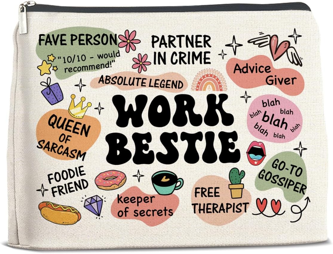 Work Bestie Gifts Makeup Bag, Work Best Friend Gifts for Women, Gifts for Coworker Colleagues Friend Work Bestie Zipper Makeup Pouch