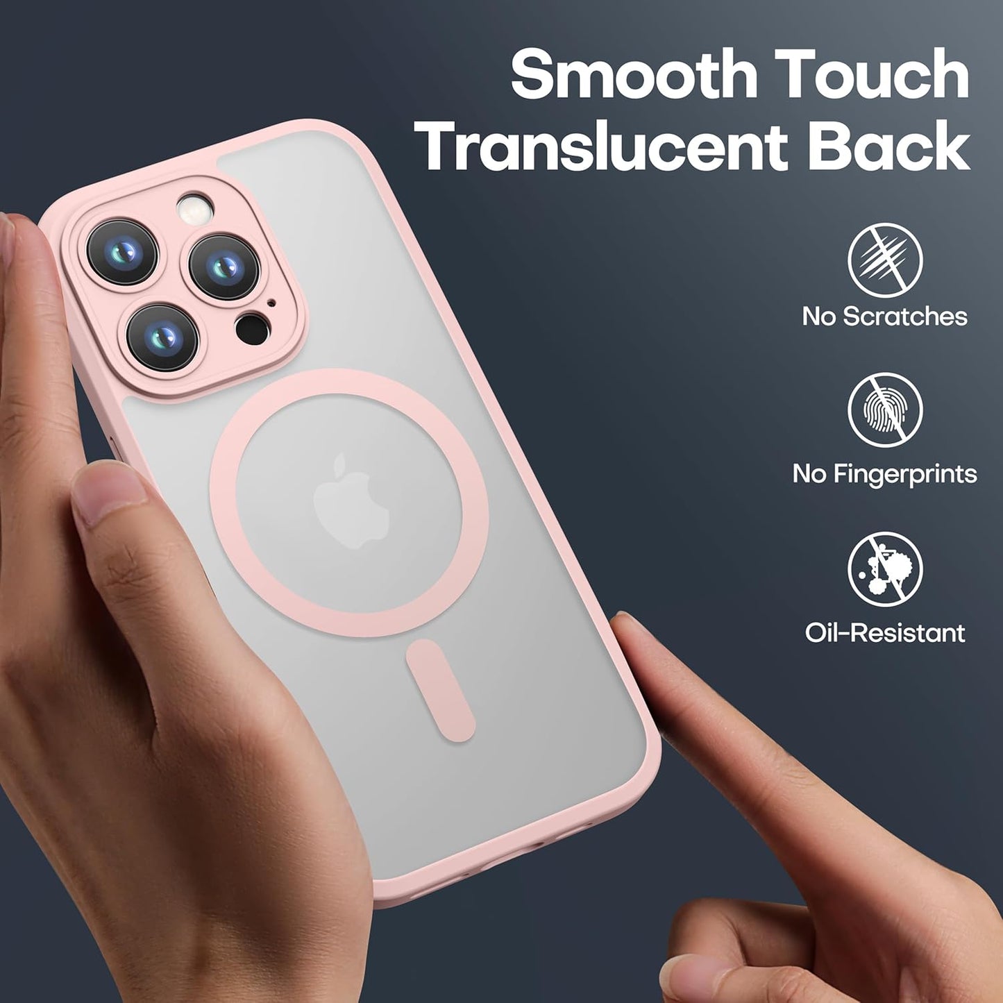 CellEver Strong Magnetic for iPhone 15 Pro Case [Camera Protection] [Military Grade Drop Tested] [Compatible with MagSafe] Slim Translucent Matte Phone Case (6.1") - Pink