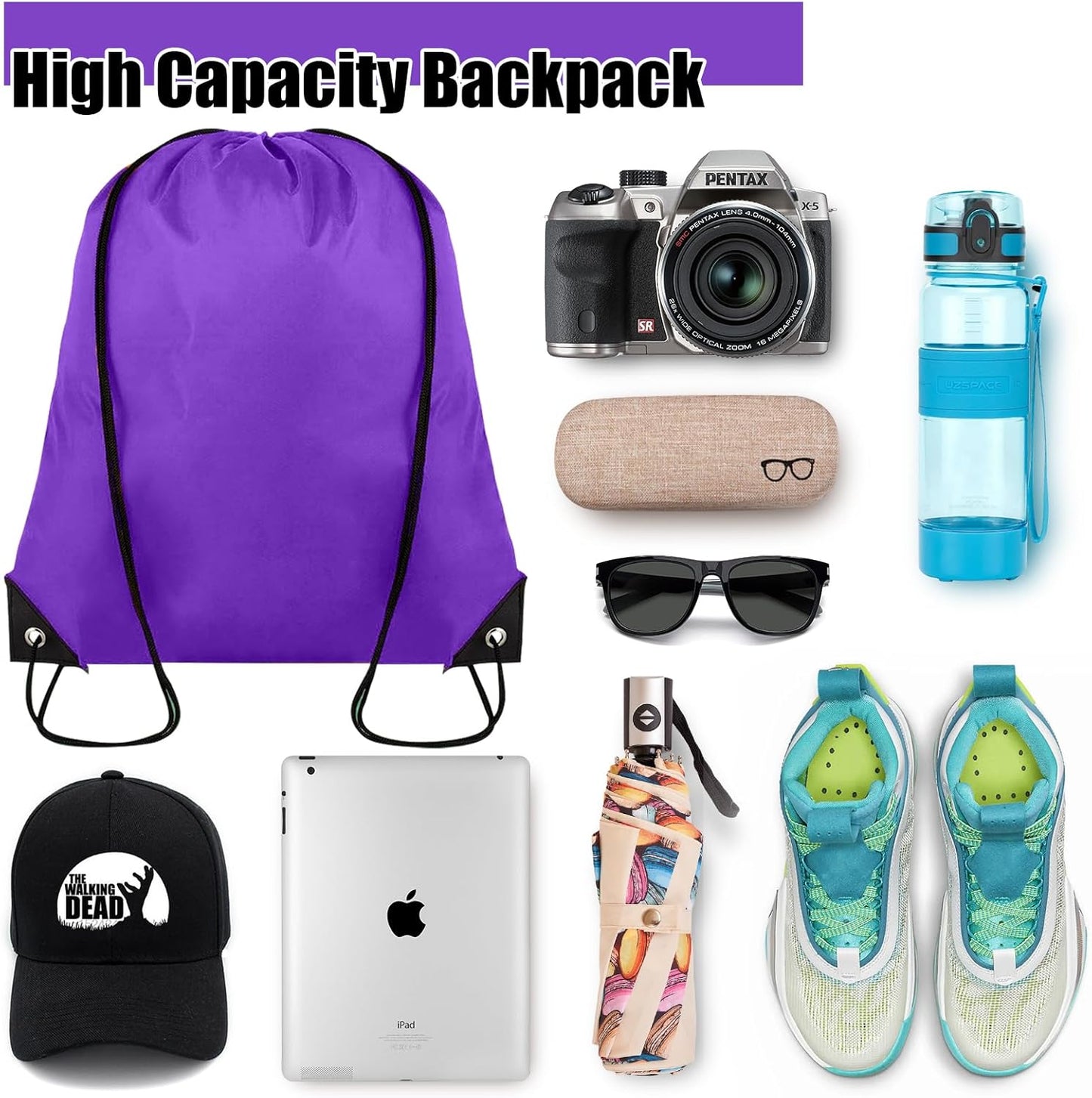 20 Pieces Drawstring Backpack Bulk Cinch Sackpack Ployster Drawstring Bags for Gym Party