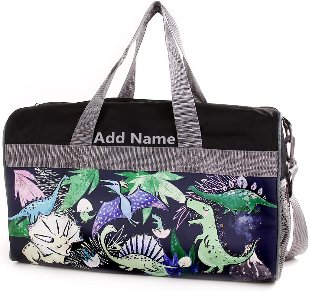 Personalized Kids 18 Inch Duffel Bag for Sports, Travel and Sleepover - Dino