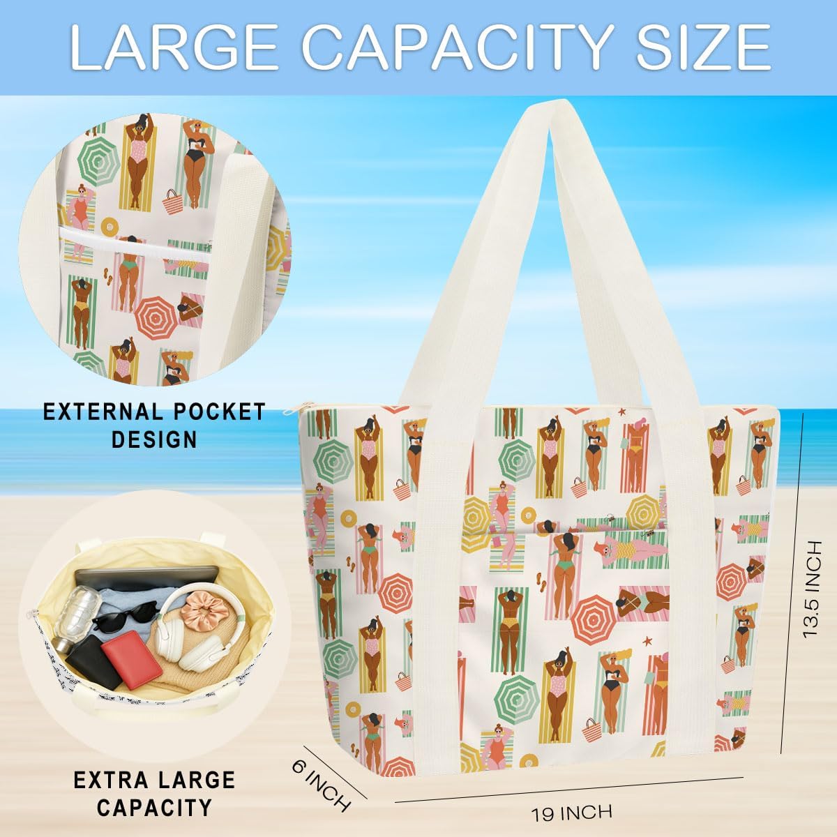 ENGVZ Beach Bag Wet Bag Waterproof Sandproof Women Beach Tote for Friends Travel Gifts Vacation Essential Friendship Gifts