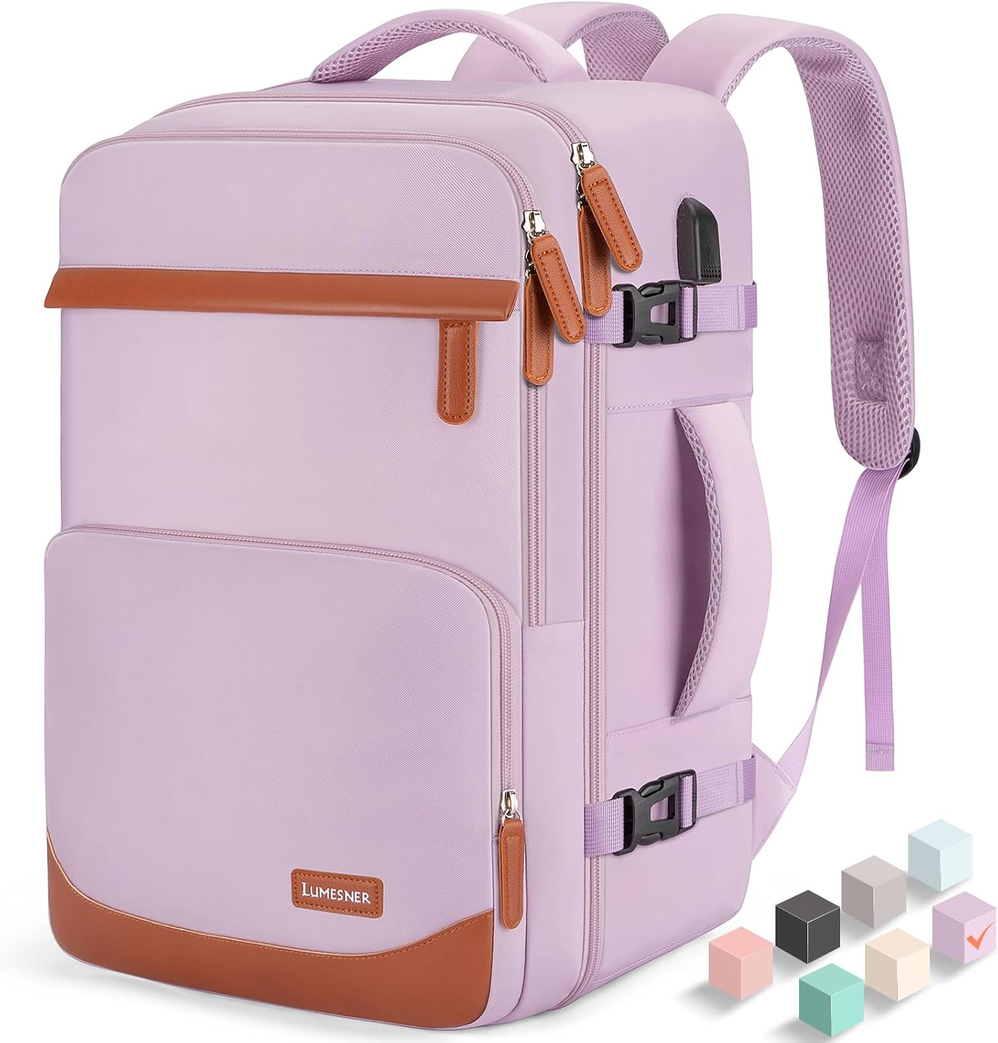 40L Travel Backpack with USB Charging Port, Water-Resistant Carry On Backpack for Men Women