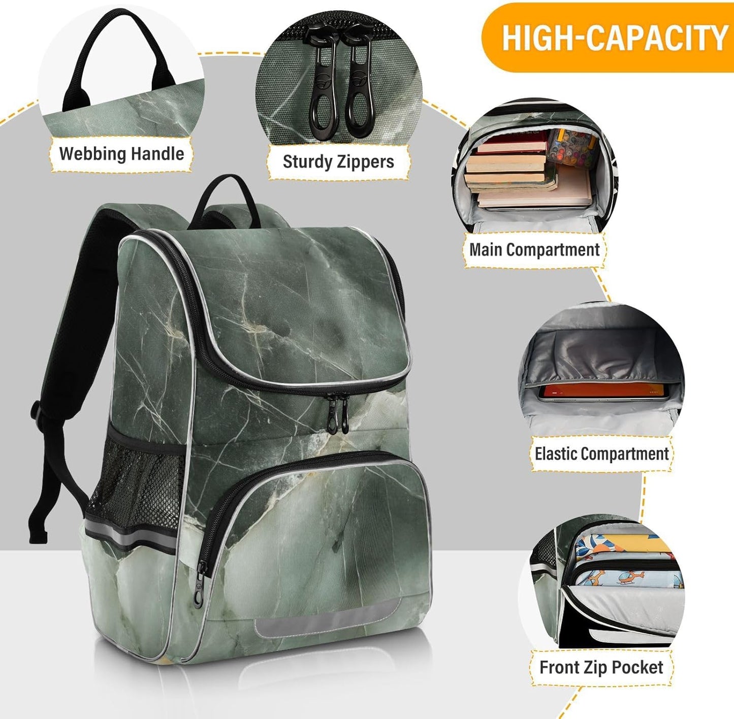 Marble Cute Backpack For Girls Kids Backpack Boys Teen School Bag Bookbag Travel Daypacks