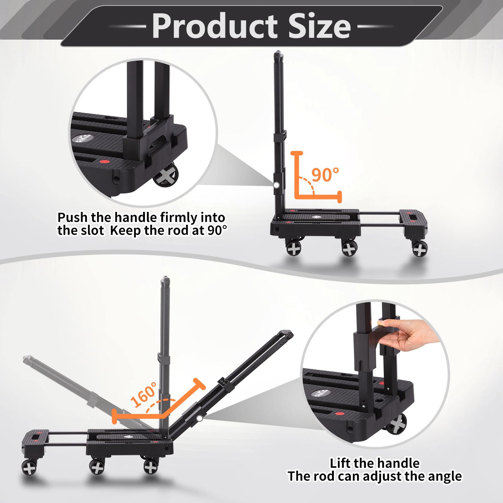 GtIiFmTe Foldable Hand Truck, Lightweight Luggage Cart for Airport Car Seat