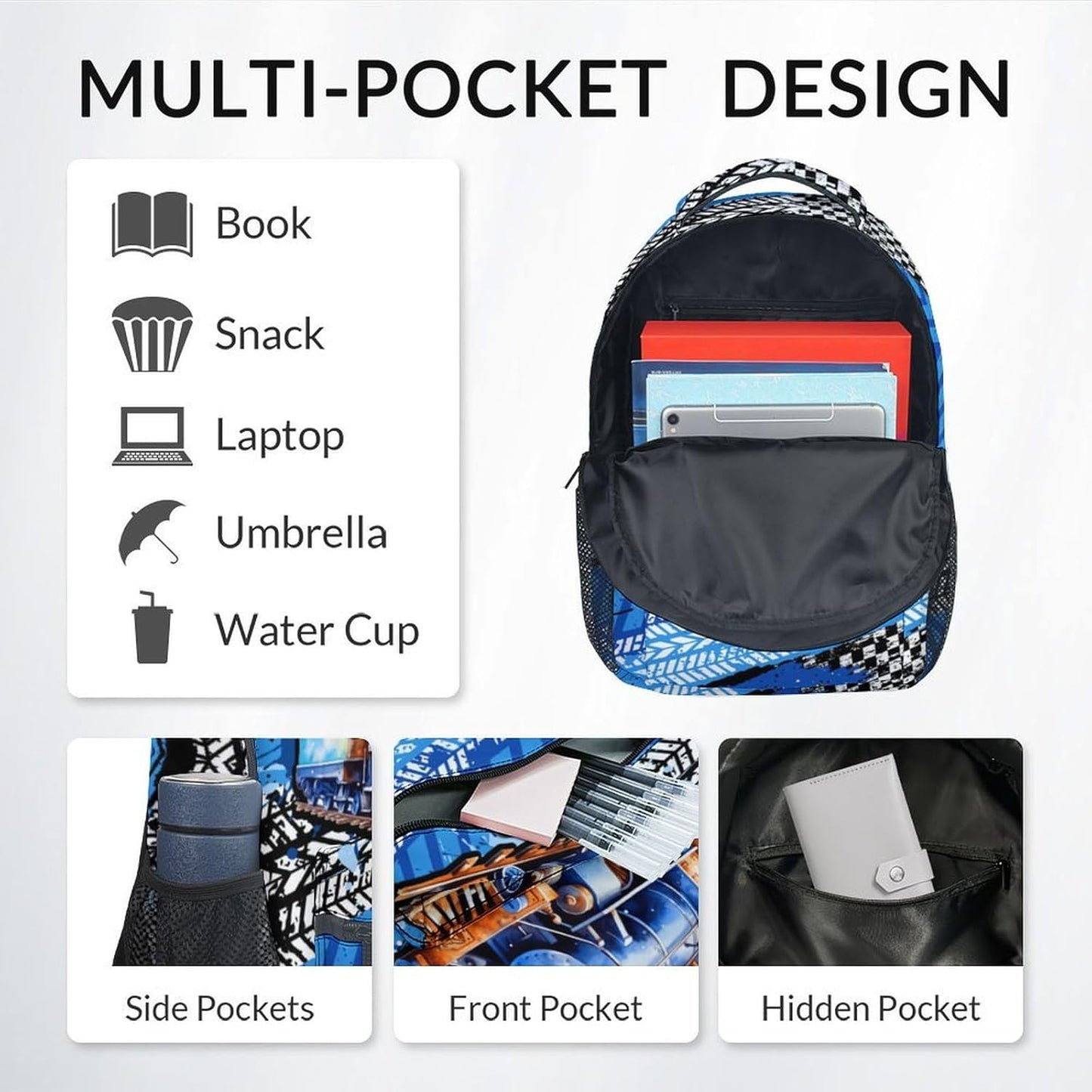 Kids' Backpacks, Train Backpack for Boys, 17" Toddler Bookbag for Elementary Preschool Kindergarten, Lightweight Children School Bag