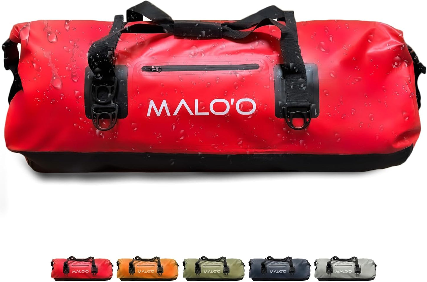 Malo’o Waterproof Dry Duffel, Heavy-Duty Roll Top Waterproof Gear Bag with Shoulder Strap & Molle Loops, Marine Duffel for Kayaking, Boating, Camping, Beach & Travel, Red, 100L