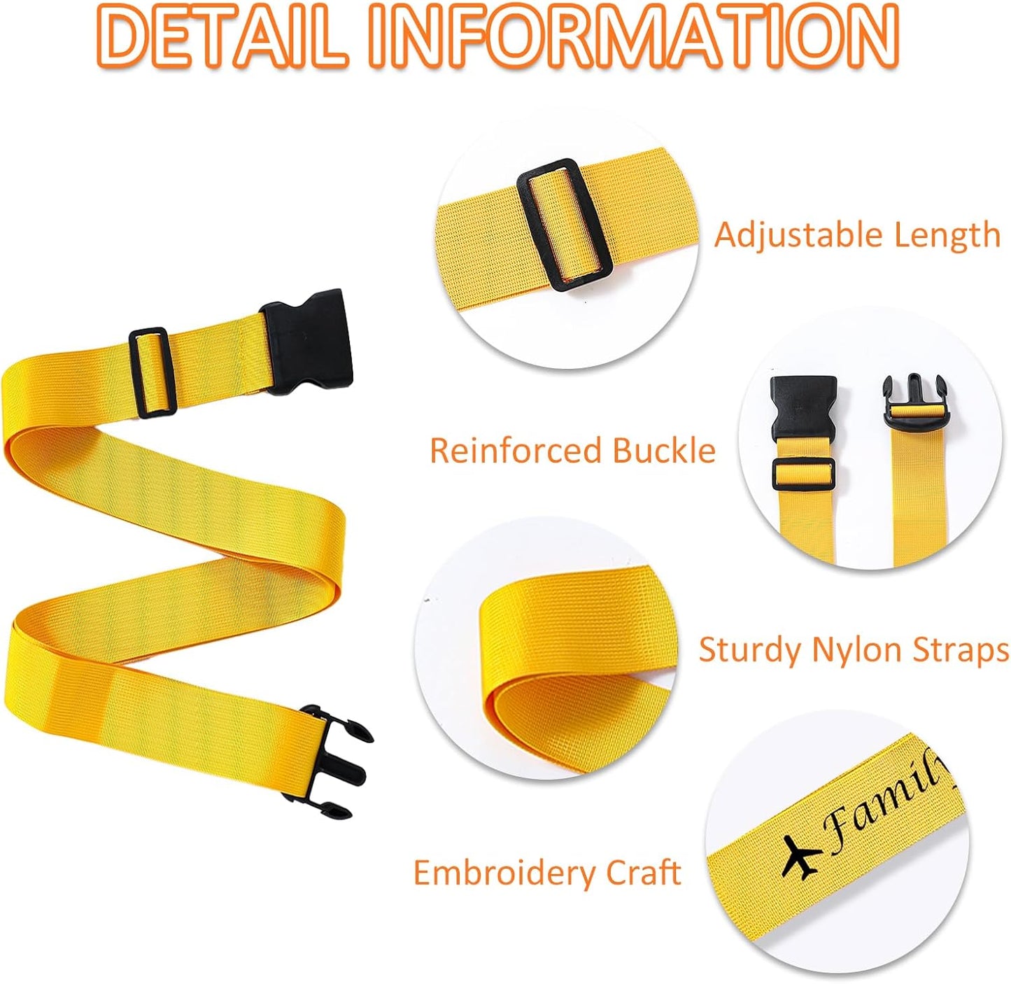Personalized Luggage Straps for Suitcases 2 Packs Customized Adjustable Suitcase Strap with Embroidery Name/Text, Travel Belt with Quick Release Buckle, Accessory for Travel Bag Closure