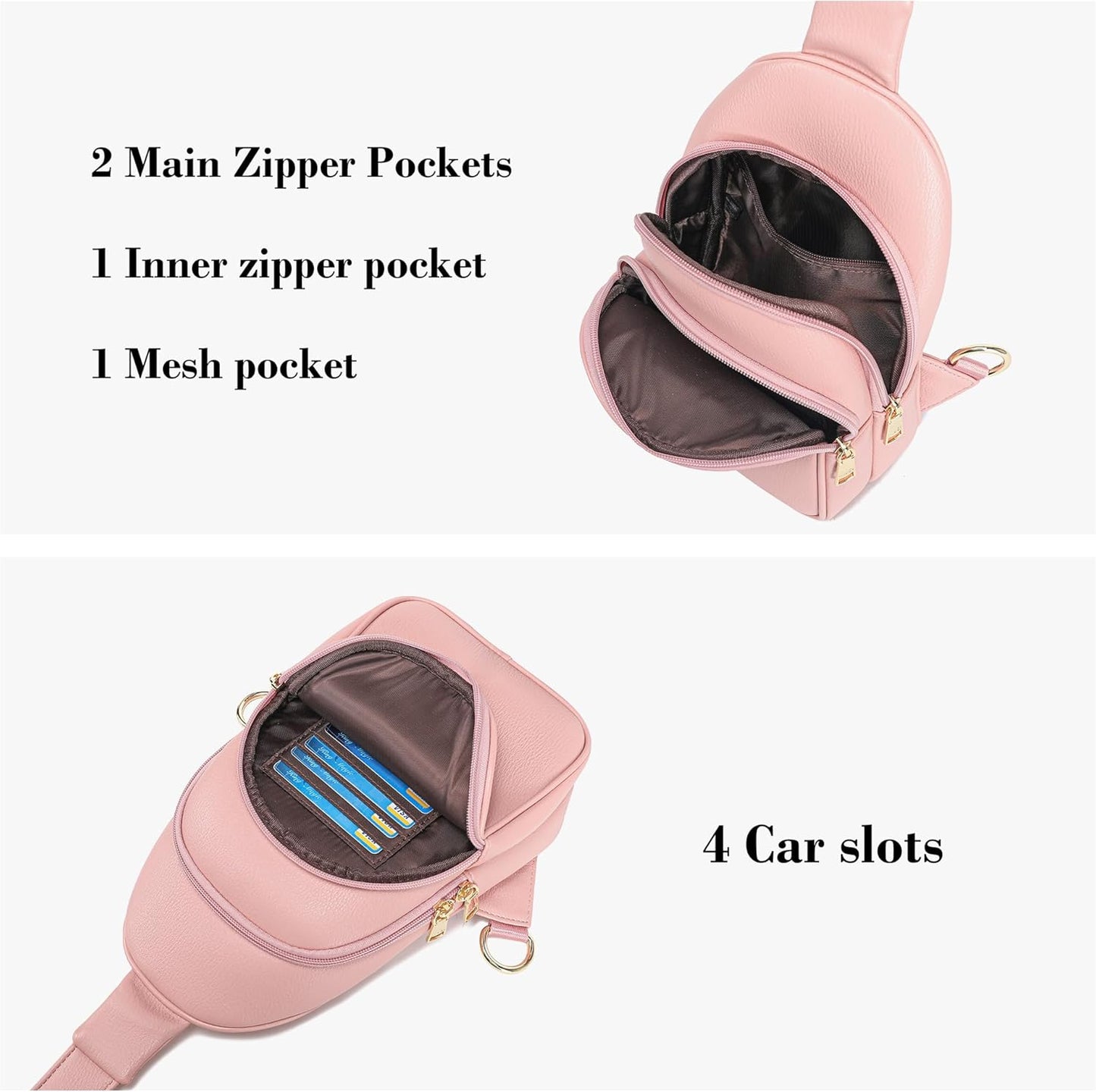 INICAT Crossbody Sling Bags Travel Cross Body Purses Faux Leather Fanny Packs Chest Bag for Women