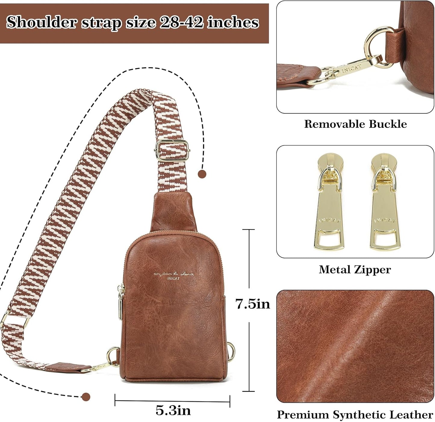 INICAT Travel Small Sling Bag Faux Leather Crossbody Bags Women Cross Body Bag Purses for Woman