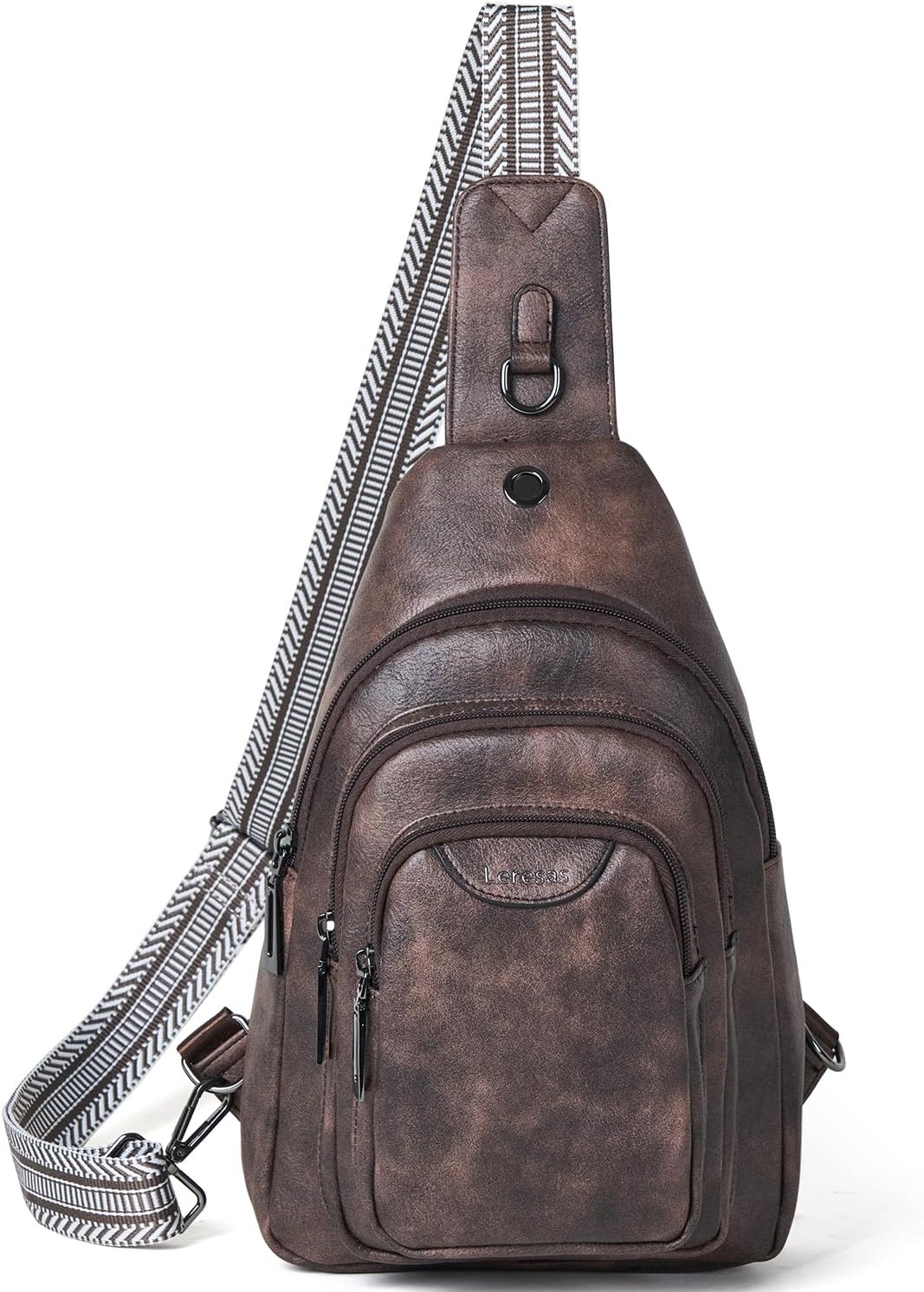 Crossbody Sling Bag for Women Men Anti Theft Cross Body Fanny Pack Belt Bag Purse Gifts for Women Faux Leather, Coffee