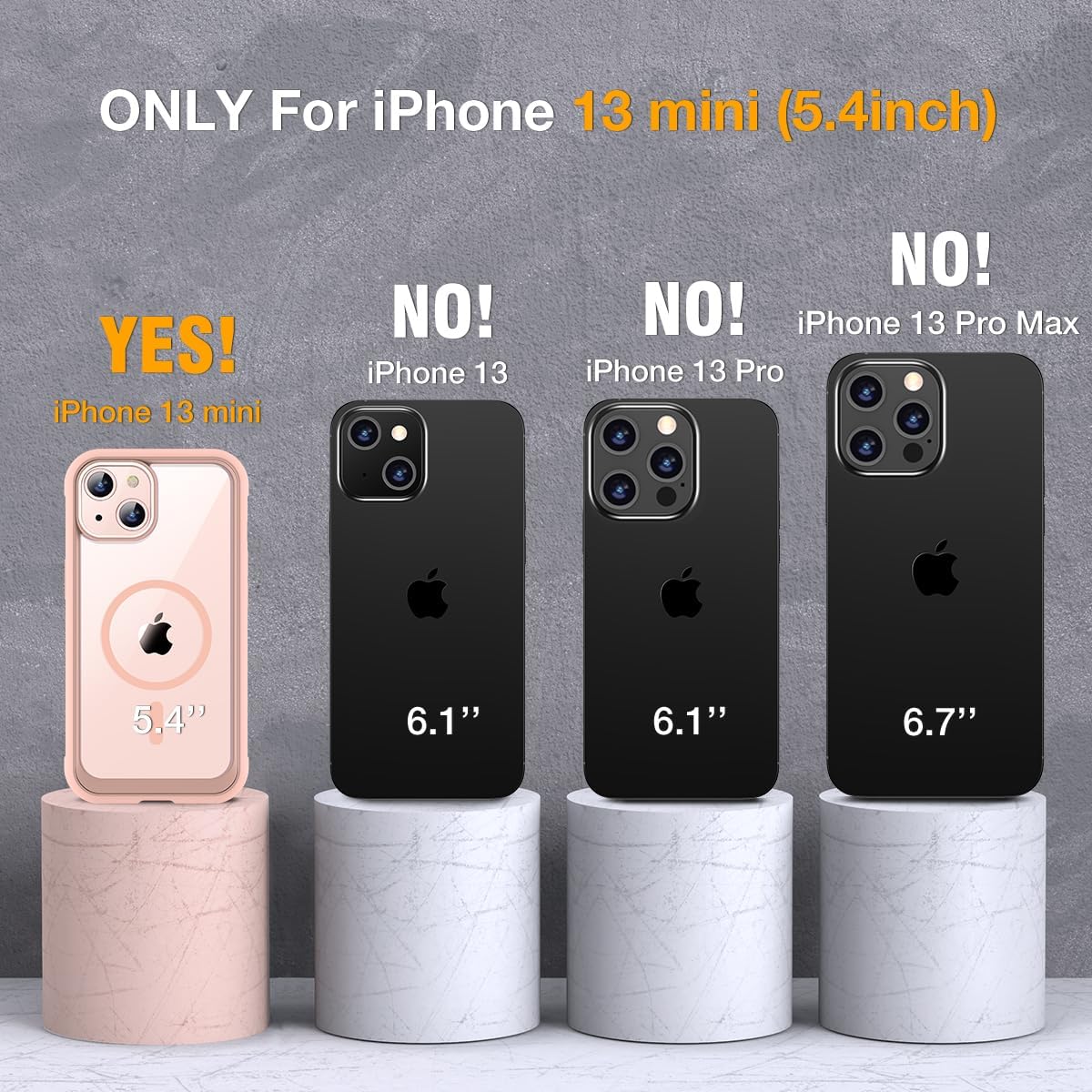 Miracase Magnetic Case for iPhone 13 Mini 5.4 Inch,with MagSafe,Built in Screen Protector,Full Body Protection(Pink)