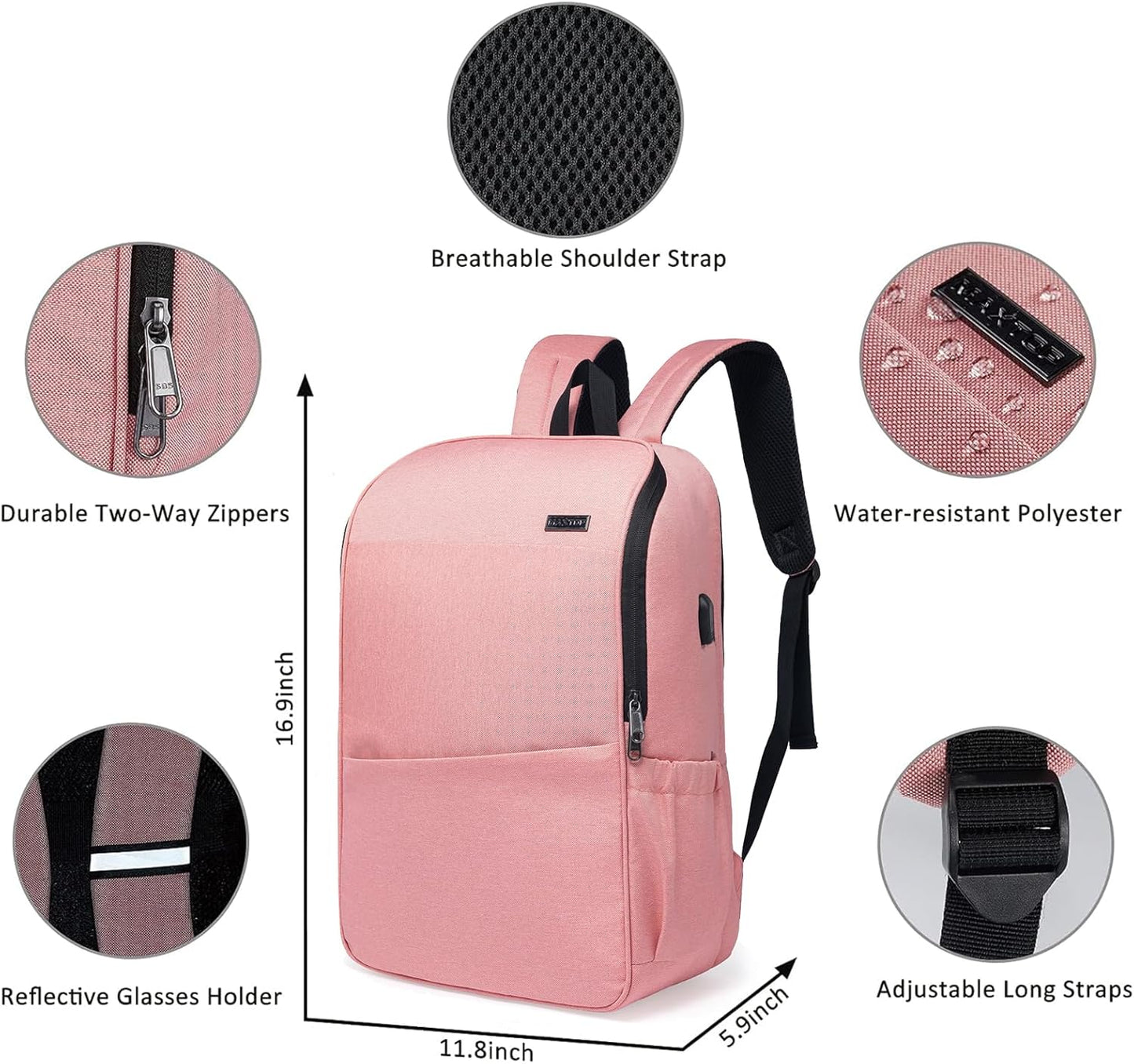 MAXTOP Deep Storage Laptop Backpack with USB Charging Port[Water Resistant] College Computer Bookbag Fits 16 Inch Laptop