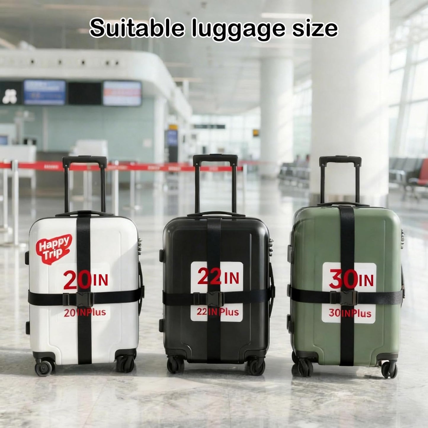 Adjustable Luggage Straps for Suitcases TSA Approved,6 Pack Suitcase Strap Travel Luggage Connector Belt for Bags,Luggage Tags for Suitcases，Luggage Straps to Connect Two Suitcases(Black)