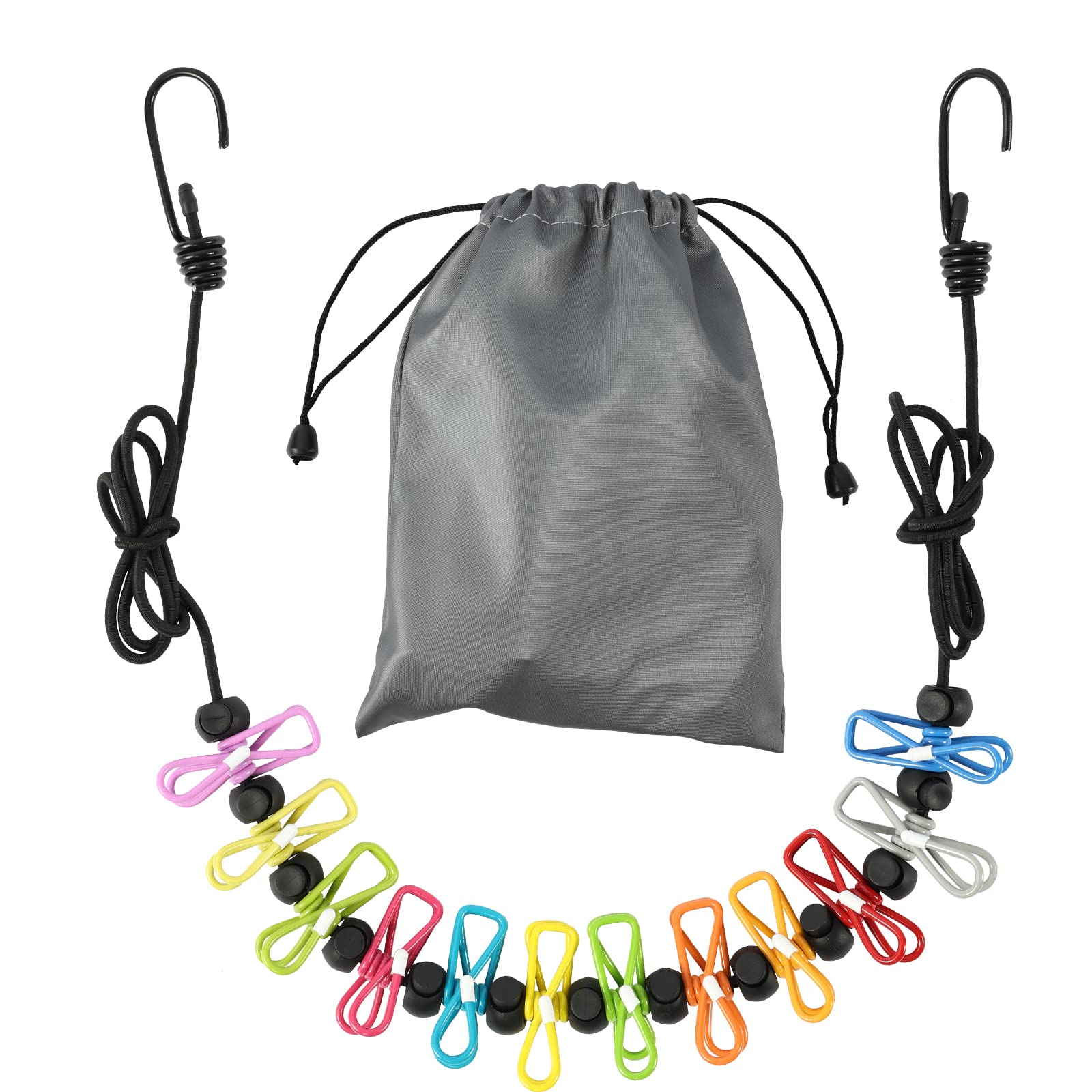 Retractable Portable Travel Clothesline Camping Clothing Line with 12 Clips