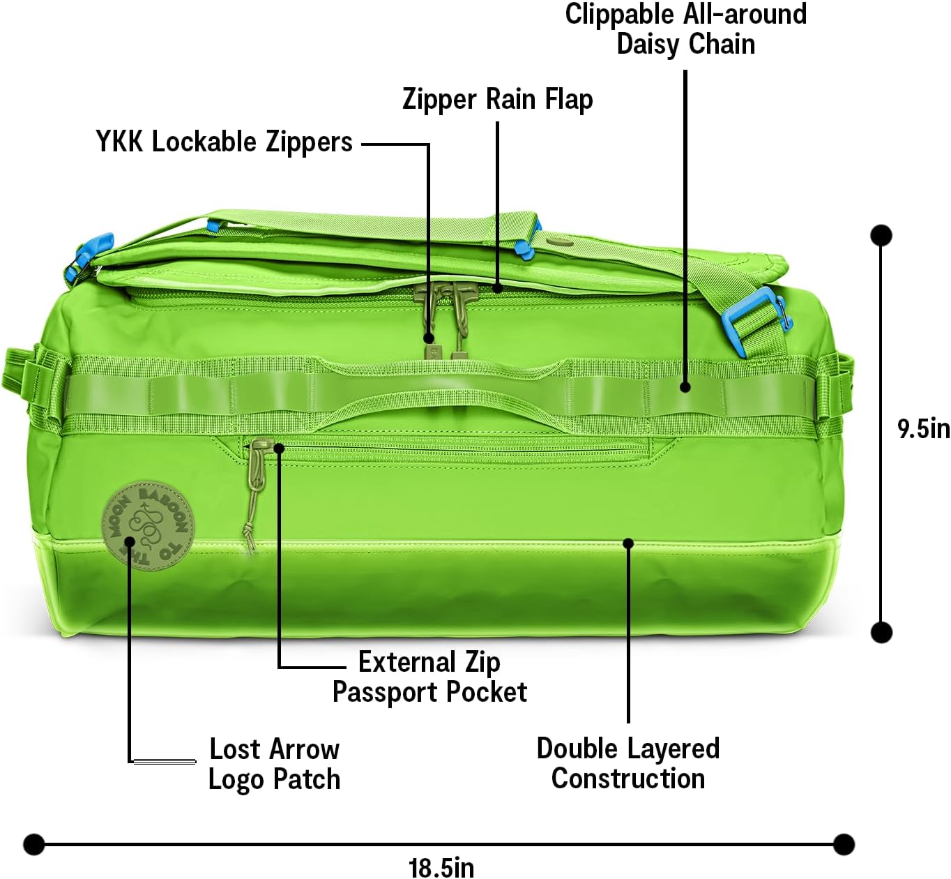 Baboon to the Moon Go-Bag Mini 32L – Detachable Straps, Small Duffle Bag for Travel, Gym Bag for Women, Mens Travel Bag, Duffel Bags for Traveling, Travel Duffel Bags for Women (Lime Breeze)