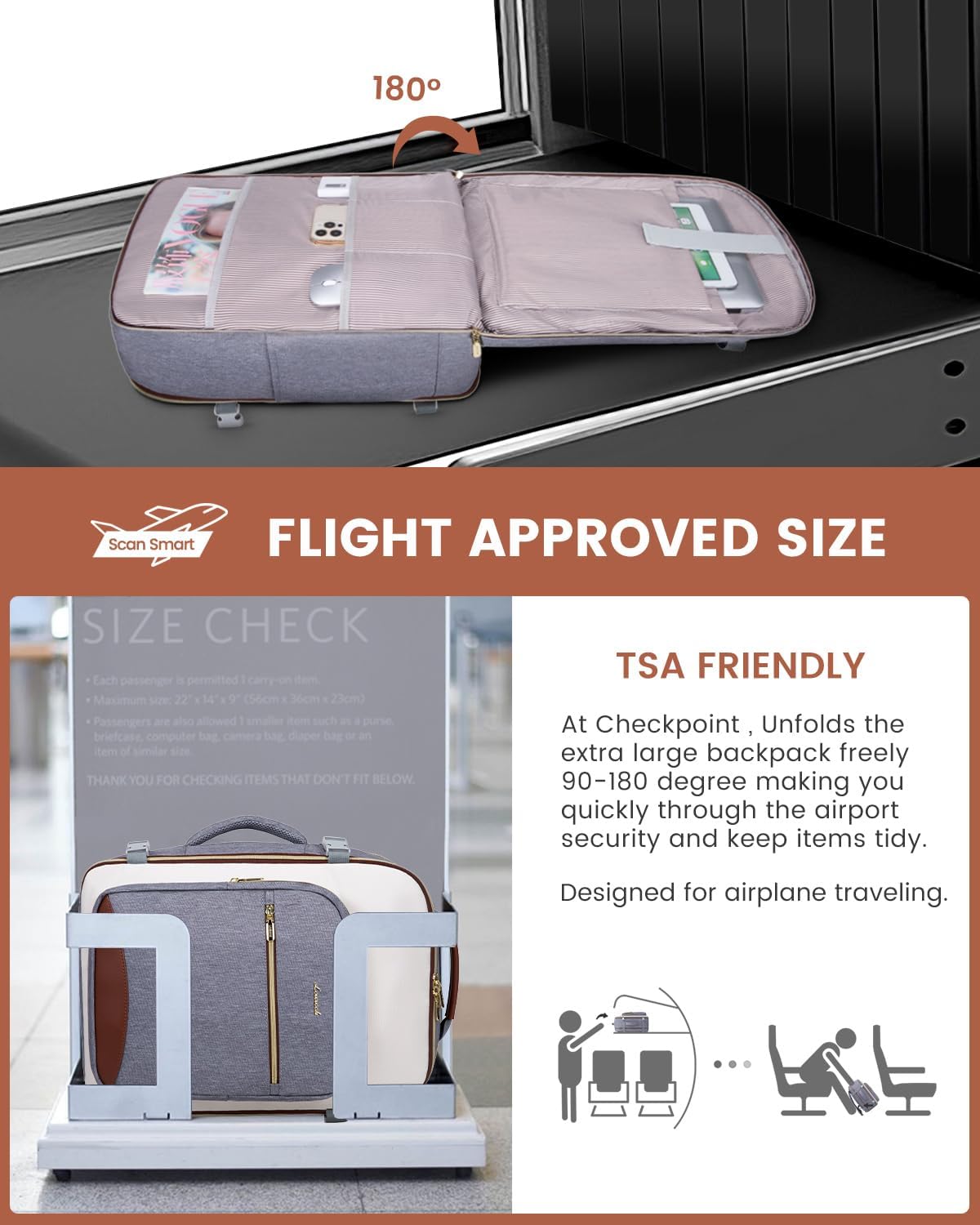 LOVEVOOK 40L Travel Backpack for Women & Men, Airline Approved Carry On Luggage with 3 Packing Cubes, TSA Overnight Bags, Waterproof Personal Item Bag, Weekender Essentials Backpacks fits 17" Laptop