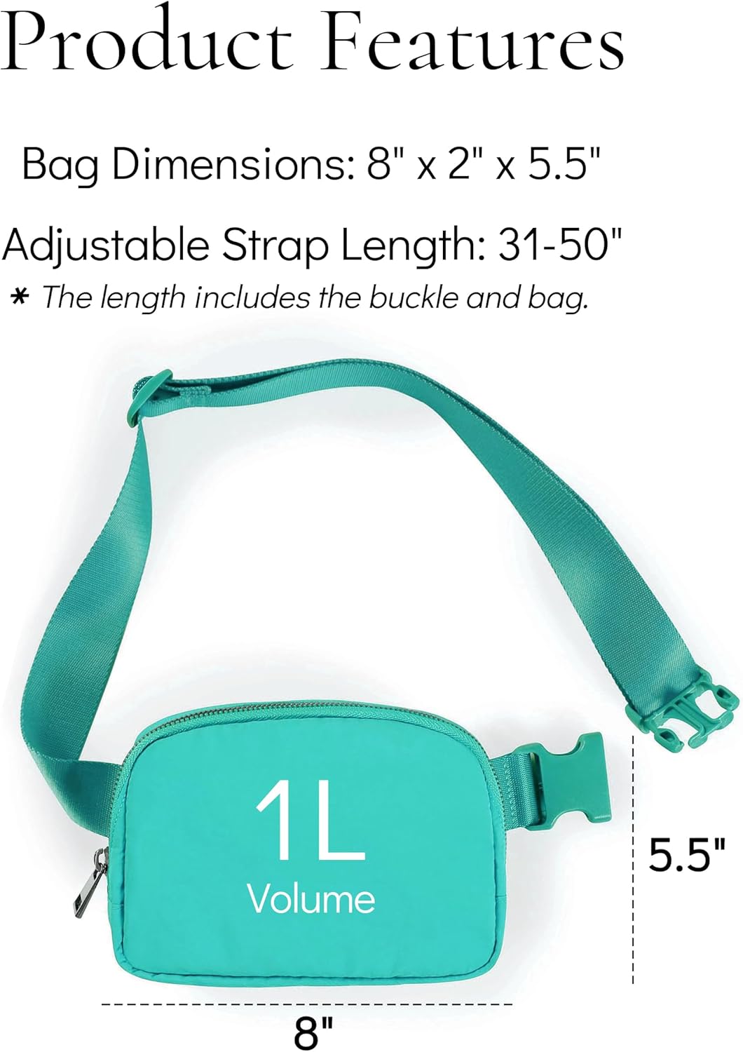 Waist Belt Bag for Women Lulu Dupes Mini Small Crossbody Purse Sling Cute Fashion Waterproof Fanny Pack Over The Shoulder Bags Fashionable Travel Running Belt Pouch Bum Bag Peppermint Green