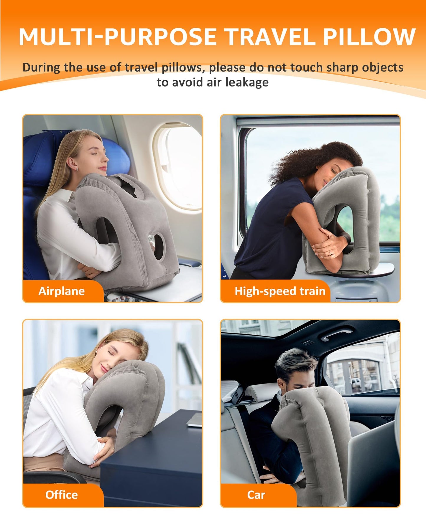 SUNANY Inflatable Neck Pillow Used for Airplanes/Cars/Buses/Trains/Office Napping with Free Eye
