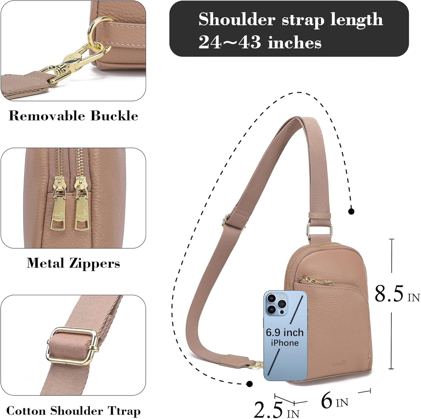 INICAT RFID Blocking Sling Bag Anti Theft Crossbody Bags for Women Travel Fanny Pack Cross Body for Woman Chest Bag