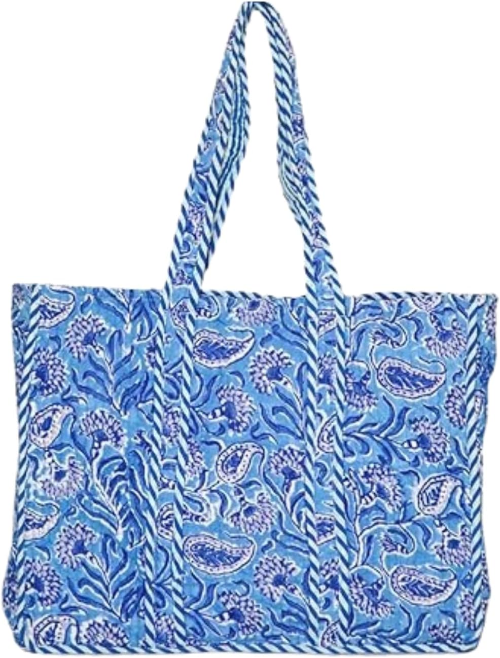 Floral Cotton Tote Bag for Women – Large Reusable Shoulder Bag for Shopping, Grocery, Beach, Travel & Everyday Use