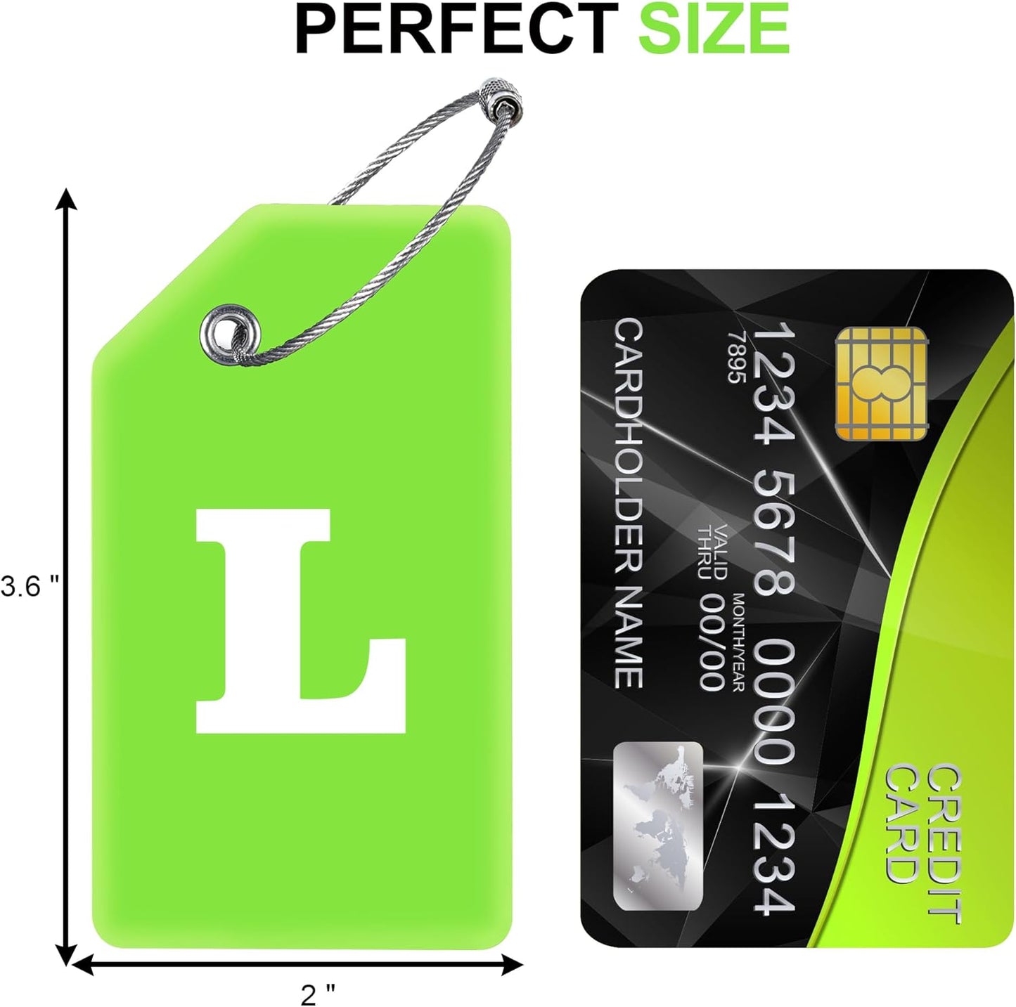 Gostwo 2 Pack Silicone Luggage Tags for Suitcases, 26 Initial Letter Baggage Labels Handbag School Bag Suitcase Instrument Tag with Stainless Steel Loop(Green)(Letter L)