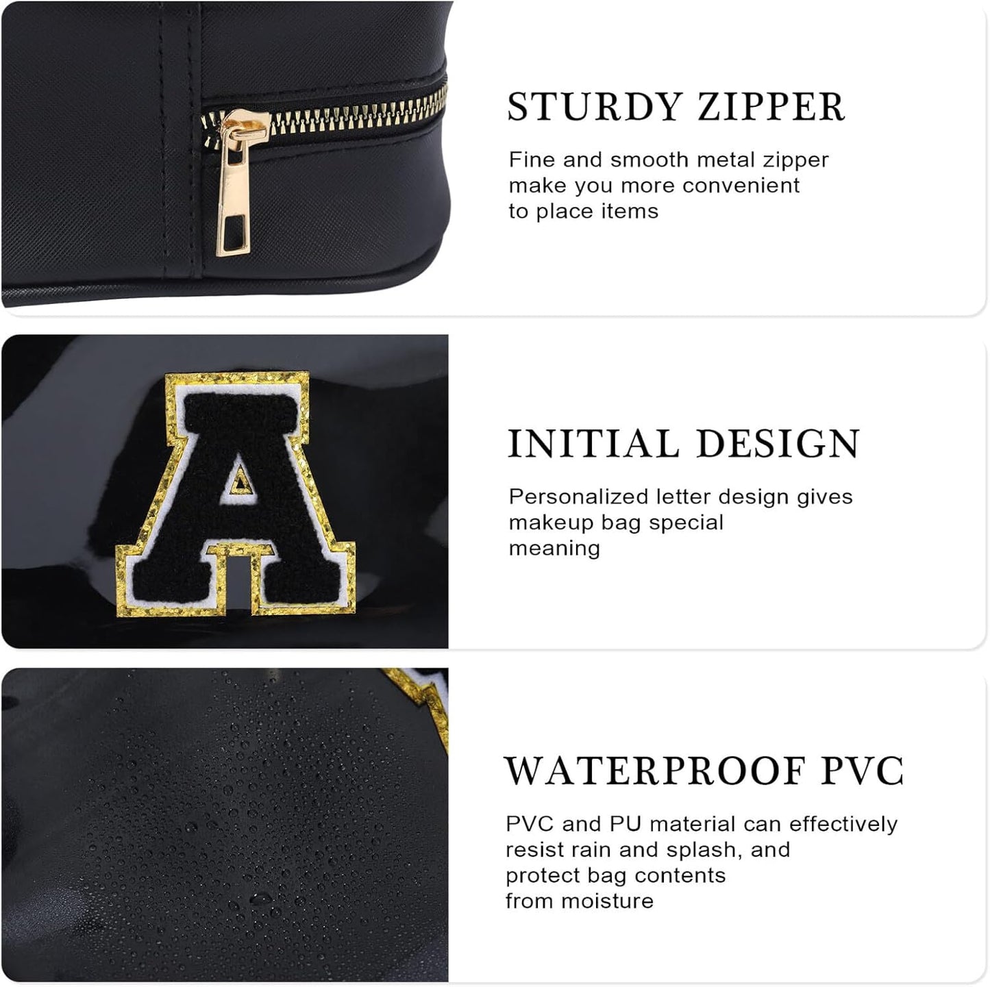 YOOLIFE Travel Toiletry Bag for Women, Black Clear Makeup Bag Cute Make Up Bag for Women Cosmetic