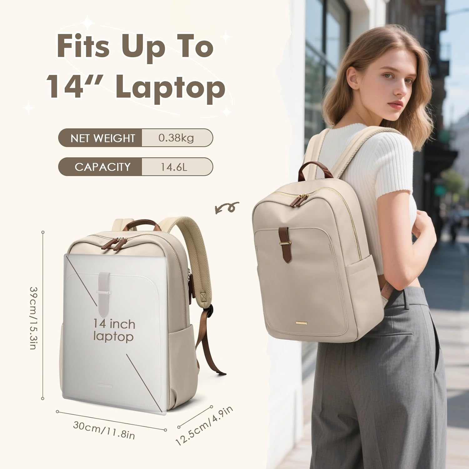 Laptop Backpack for Women,Casual Work Business Backpacks Purse Carry on Travel Backpack,14