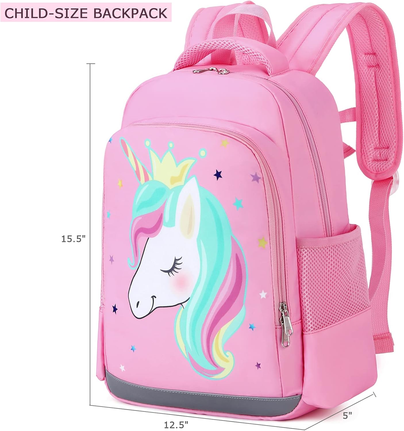 Octsky Unicorn Backpack for Girls, Kids Preschool Backpacks Cute Lightweight With Chest Strap and Lunchbox (Unicorn-Pink)