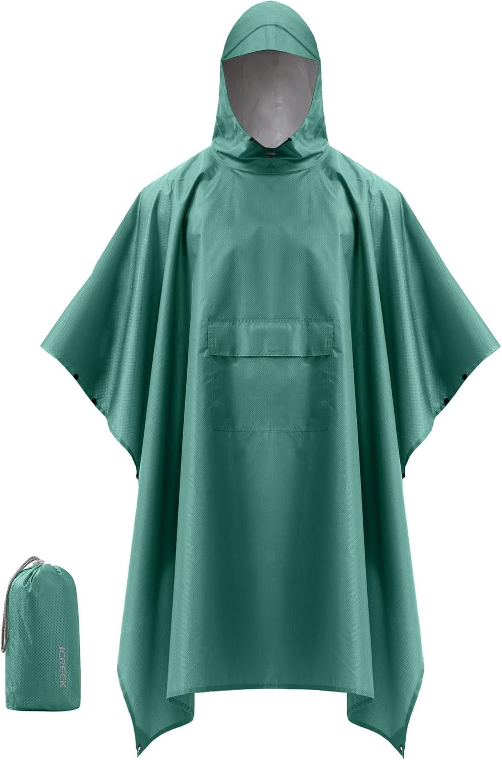 iCreek Hooded Rain Poncho Packable Unisex Raincoat Jacket with Pocket Waterproof Lightweight for