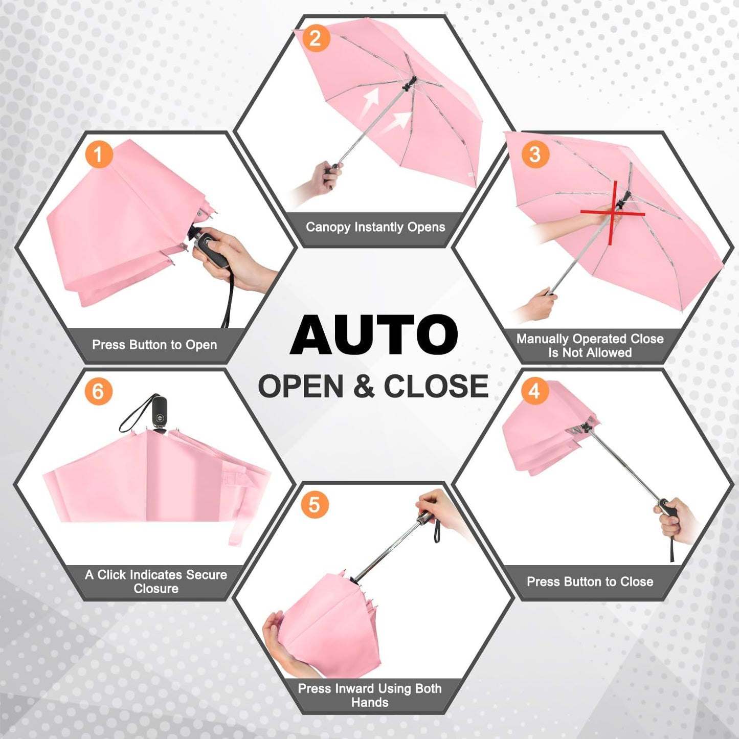 Lejorain Mini Umbrella for Travel Automatic - Folding Compact Flat Umbrella Lightweight Strong Portable Umbrellas for Rain Adults