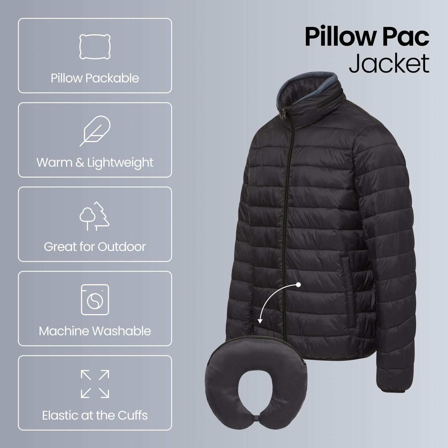 Weatherproof Women's Packable Puffer Jacket with Travel Neck Pillow - Lightweight, Warm