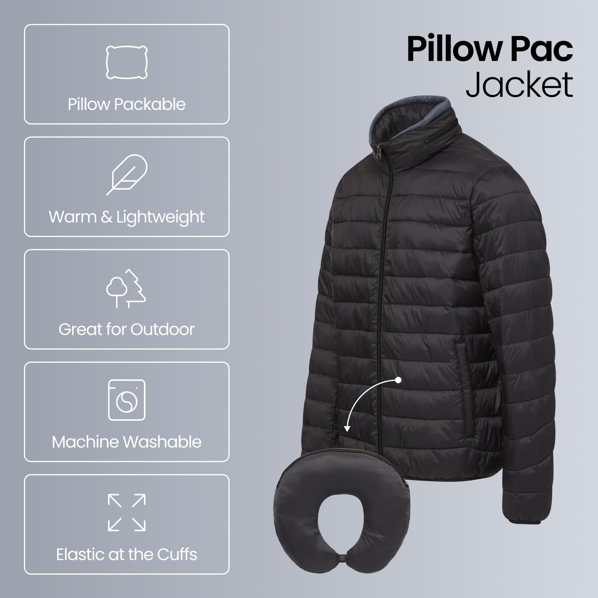 Weatherproof Women's Packable Puffer Jacket with Travel Neck Pillow - Lightweight, Warm