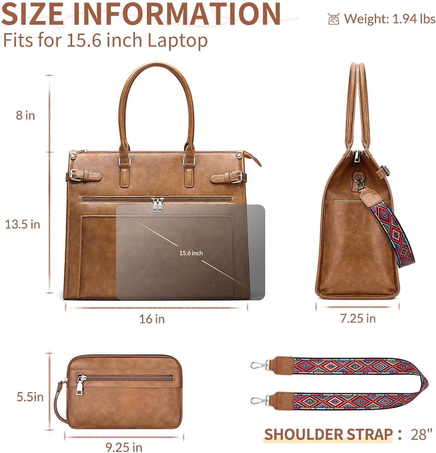 Laptop Tote Bag for Women Briefcase Laptop Purse, 15.6 inch Computer Work Bags with Satchel Purse
