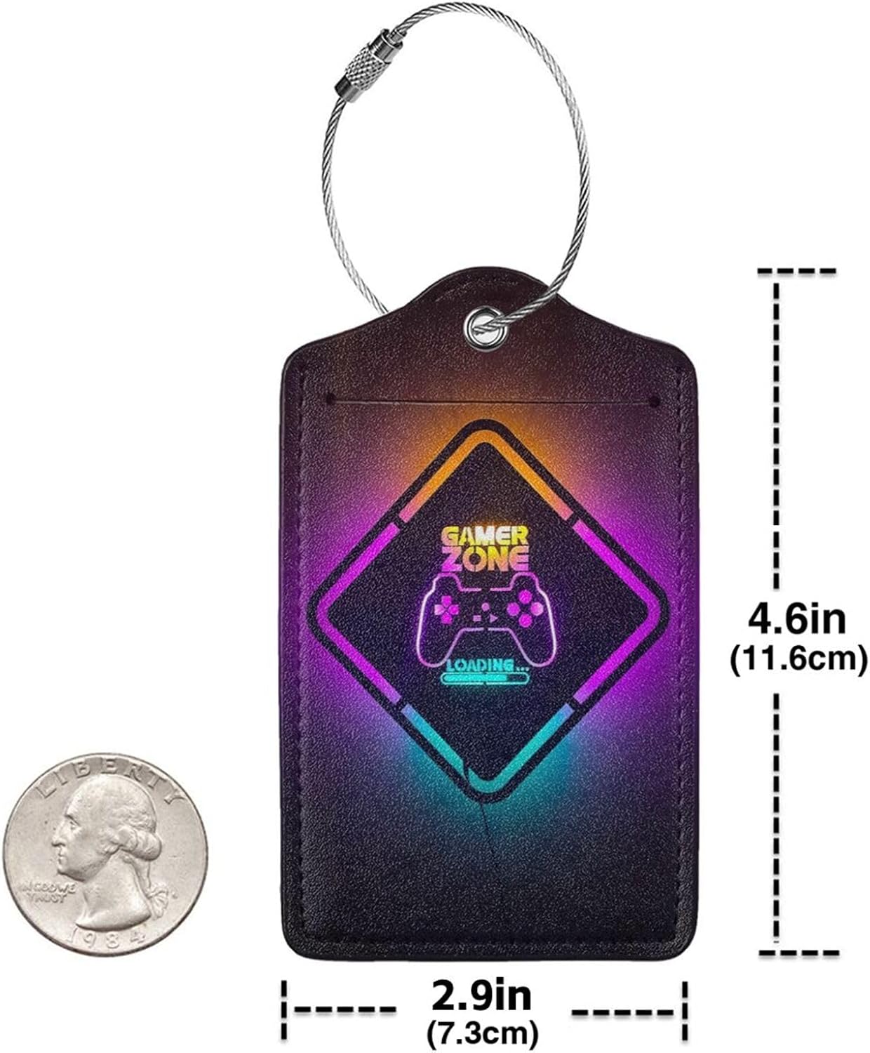2 Pack Luggage Tags for Suitcase, Privacy Cover ID Label with Stainless Steel and Address Card for Travel Bag Backpack Cruise Ship Essentials Tag Men Boys - Neon Gamer Zone